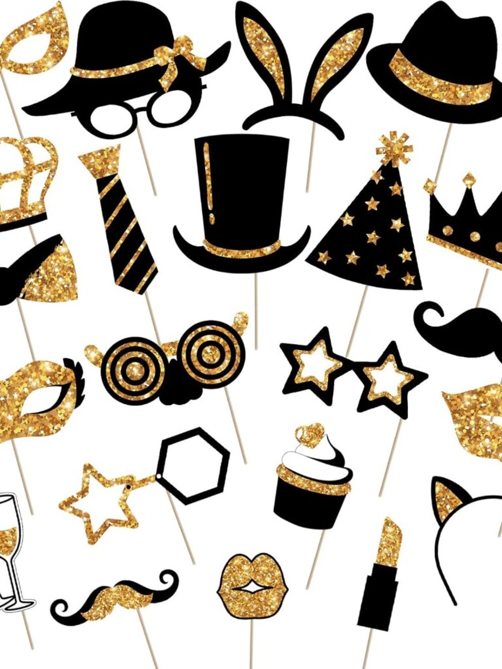 24 Pcs Funny Photo Booth Props:Birthday Wedding Graduation, Family Reunion, Clas
